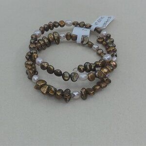 Lot of 2 Real Pearl Stretch Bracelets